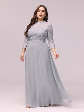 Color=Grey | Women'S Fashion A-Line Chiffon Evening Dress With Sequin-Grey 3