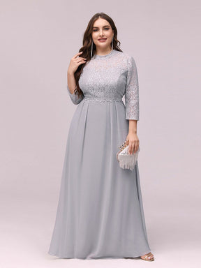 Color=Grey | Women'S Fashion A-Line Chiffon Evening Dress With Sequin-Grey 4