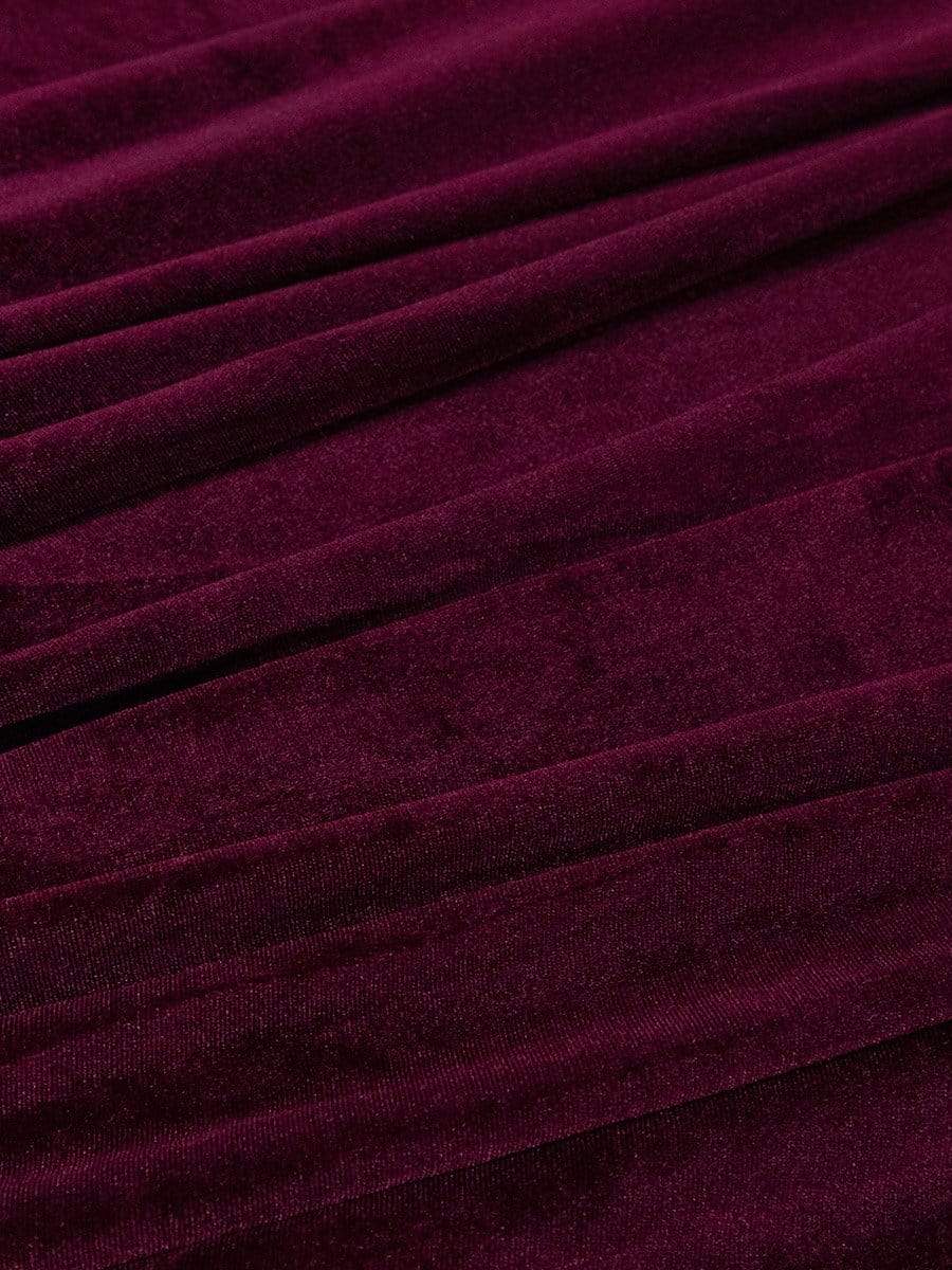 Color=Burgundy | Women'S Sexy High-Low Sequin & Velvet Evening Dress For Cocktail-Burgundy 10