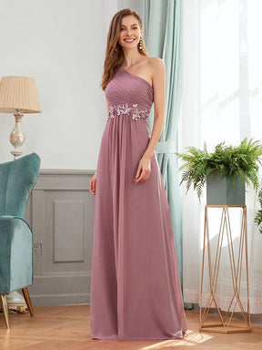 Color=Purple Orchid | Elegant One Shoulder A-Line Evening Dresses With Applique-Purple Orchid 3
