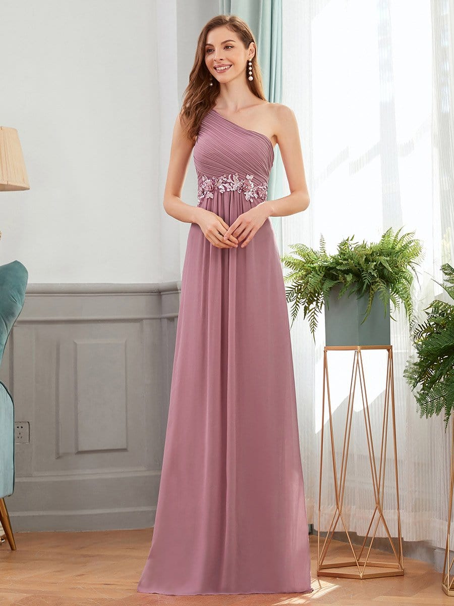 Color=Purple Orchid | Elegant One Shoulder A-Line Evening Dresses With Applique-Purple Orchid 4