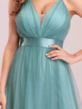 Color=Dusty Blue | Sexy Floor Length Deep V-Neck A-Line Tulle Backless Evening Dresses-Dusty Blue 5