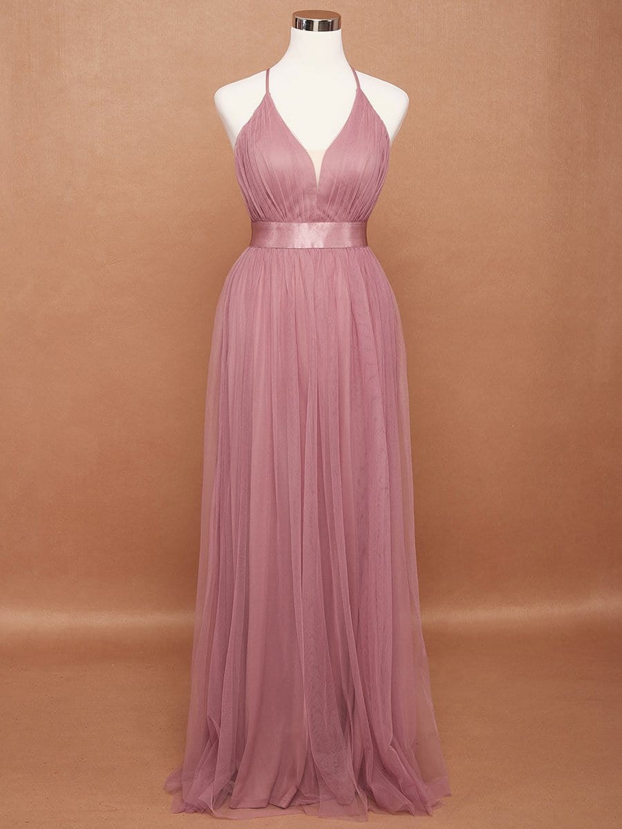Color=Purple Orchid | Sexy Floor Length Deep V-Neck A-Line Tulle Backless Evening Dresses-Purple Orchid 8