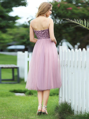 Color=Mauve | Stylish A-Line Tulle Bridesmaid Dress For Prom With Spaghetti Straps-Mauve 2