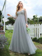 Color=Grey | Flattering Tulle A-Line Evening Dresses With See-Through Cold Shoulders-Grey 1
