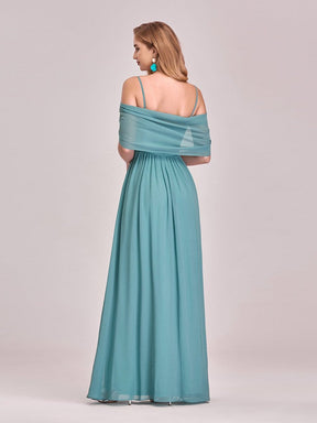 Color=Dusty blue | Pretty Floor Length Bridesmaid Dress With Spaghetti Straps-Dusty Blue 6