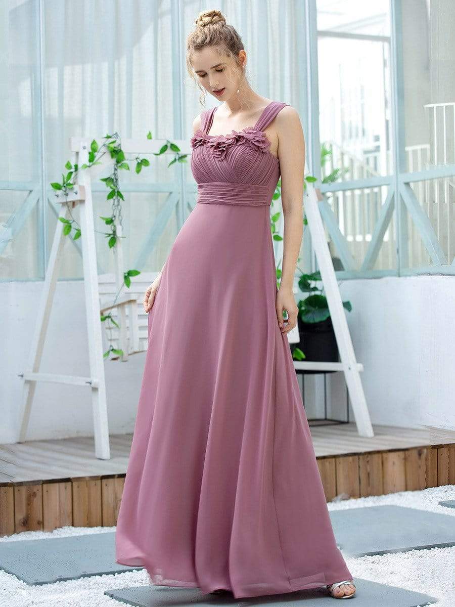 Color=Purple Orchid | Simple A-Line Long Ruched Chiffon Bridesmaid Dresses-Purple Orchid 3