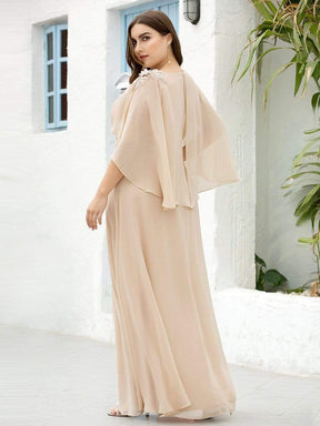 Color=Blush | Women'S Plus Size Floor Length Bridesmaid Dresses With Wraps-Blush 2