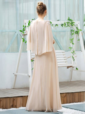 Color=Blush | Elegant V Neck Flowy Chiffon Bridesmaid Dresses With Wraps-Blush 13