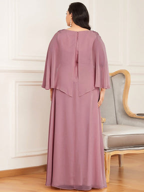 Color=Purple Orchid | Women'S Plus Size Floor Length Bridesmaid Dresses With Wraps-Purple Orchid 2