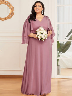 Color=Purple Orchid | Women'S Plus Size Floor Length Bridesmaid Dresses With Wraps-Purple Orchid 1