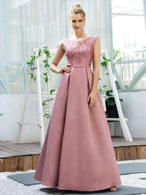 Color=Purple Orchid | Fashion Round Neckline A-Line Maxi Prom Dresses With Sequin-Purple Orchid 1