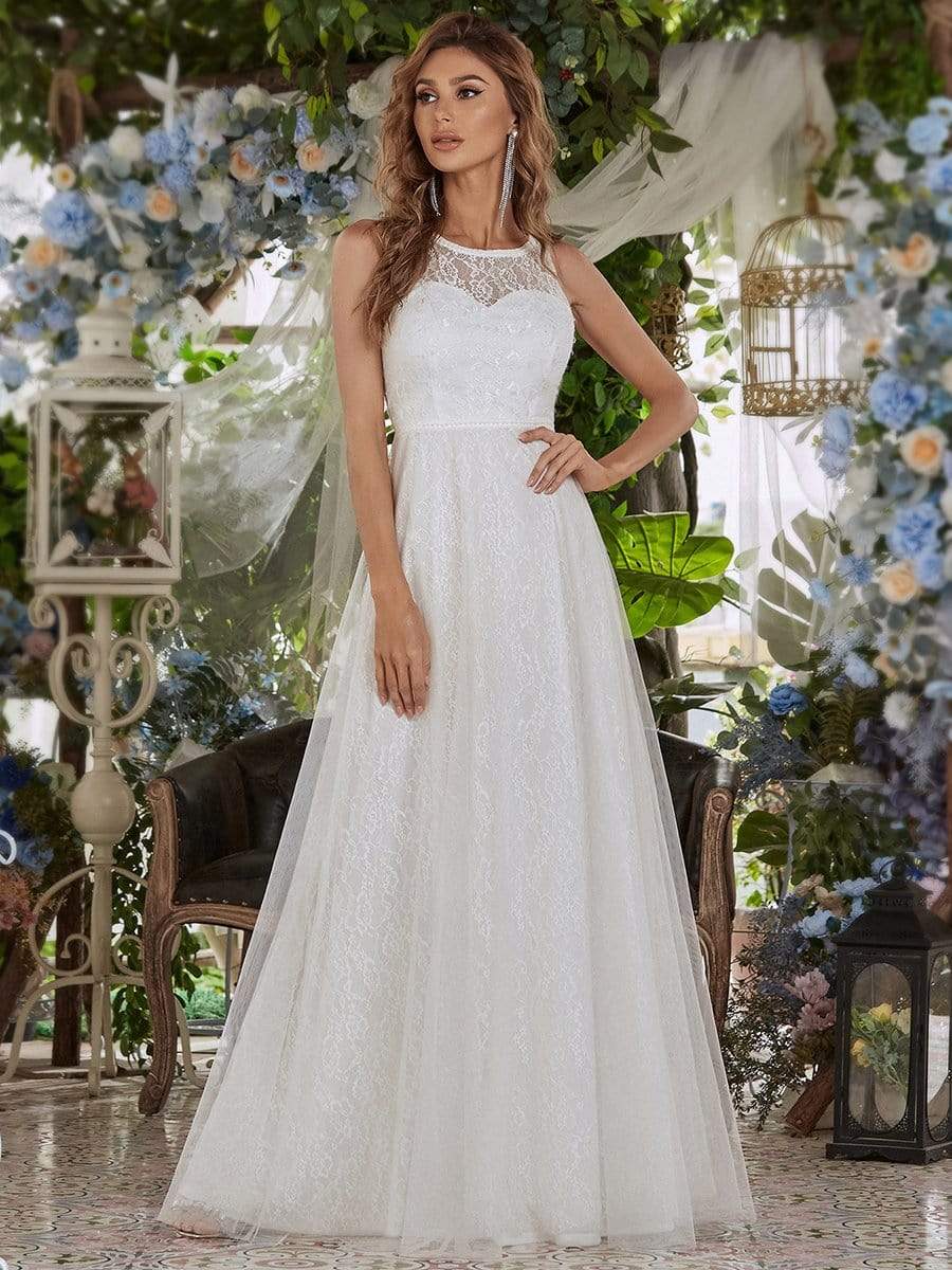 white lace dress party Zapaka Women White Boho Long Sleeves Engagement Party Dress with Lace V-Neck Maxi Dress, White / M