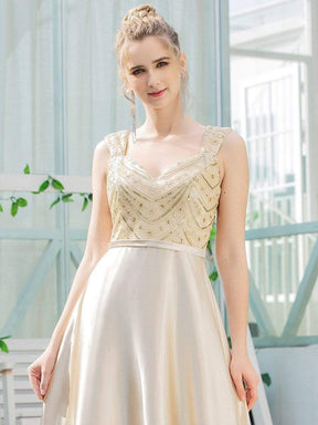 Color=Gold | Women'S A-Line Sequins Beaded Satin Prom Dress-Gold 5