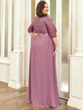 Color=Purple Orchid | Elegant Round Neckline Sequins Floor Length Evening Dress-Purple Orchid 7