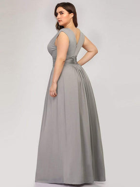 Color=Grey | Women'S Fashion Double V-Neck Bridesmaid Dress-Grey 7