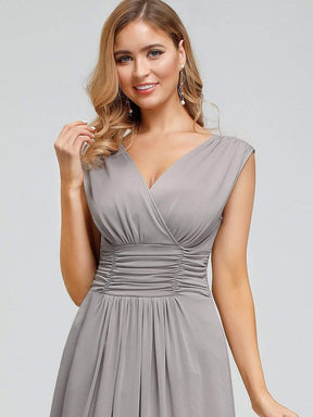 Color=Grey | Women'S Fashion Double V-Neck Bridesmaid Dress-Grey 5