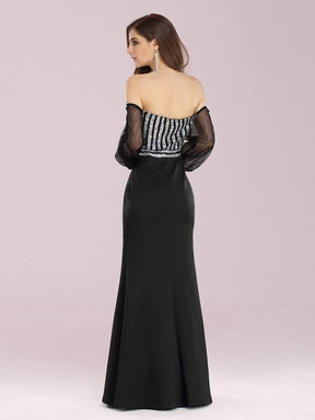 Color=Black | Women'S Fashion Off Shoulder Sequin Evening Dress-Black 3