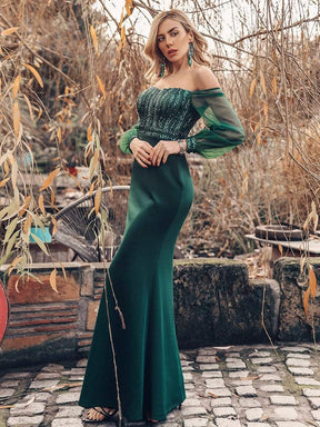 Color=Dark Green | Women'S Fashion Off Shoulder Sequin Evening Dress-Dark Green 3