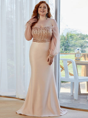 Color=Rose Gold | Women'S Fashion Off Shoulder Sequin Evening Dress-Rose Gold 8