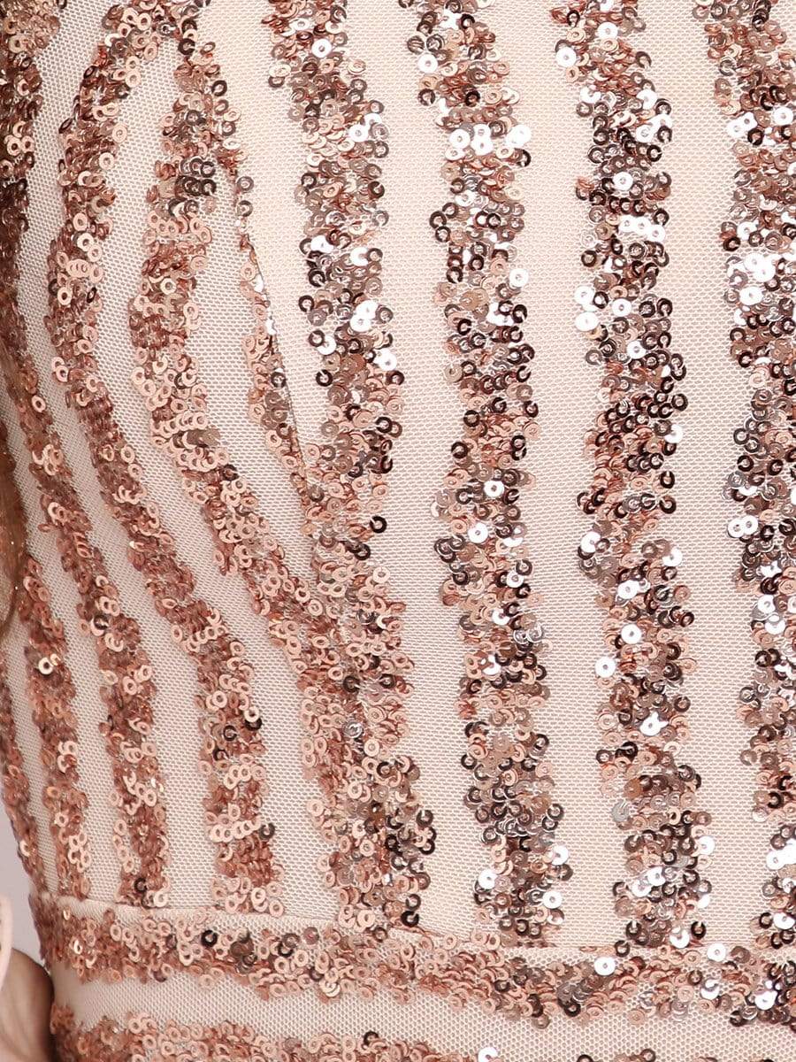 Color=Rose Gold | Women'S Fashion Off Shoulder Sequin Evening Dress-Rose Gold 3
