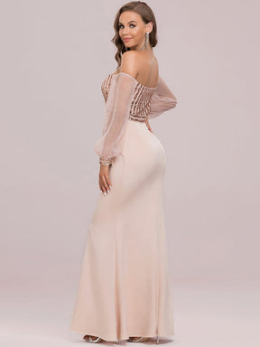 Color=Rose Gold | Women'S Fashion Off Shoulder Sequin Evening Dress-Rose Gold 7