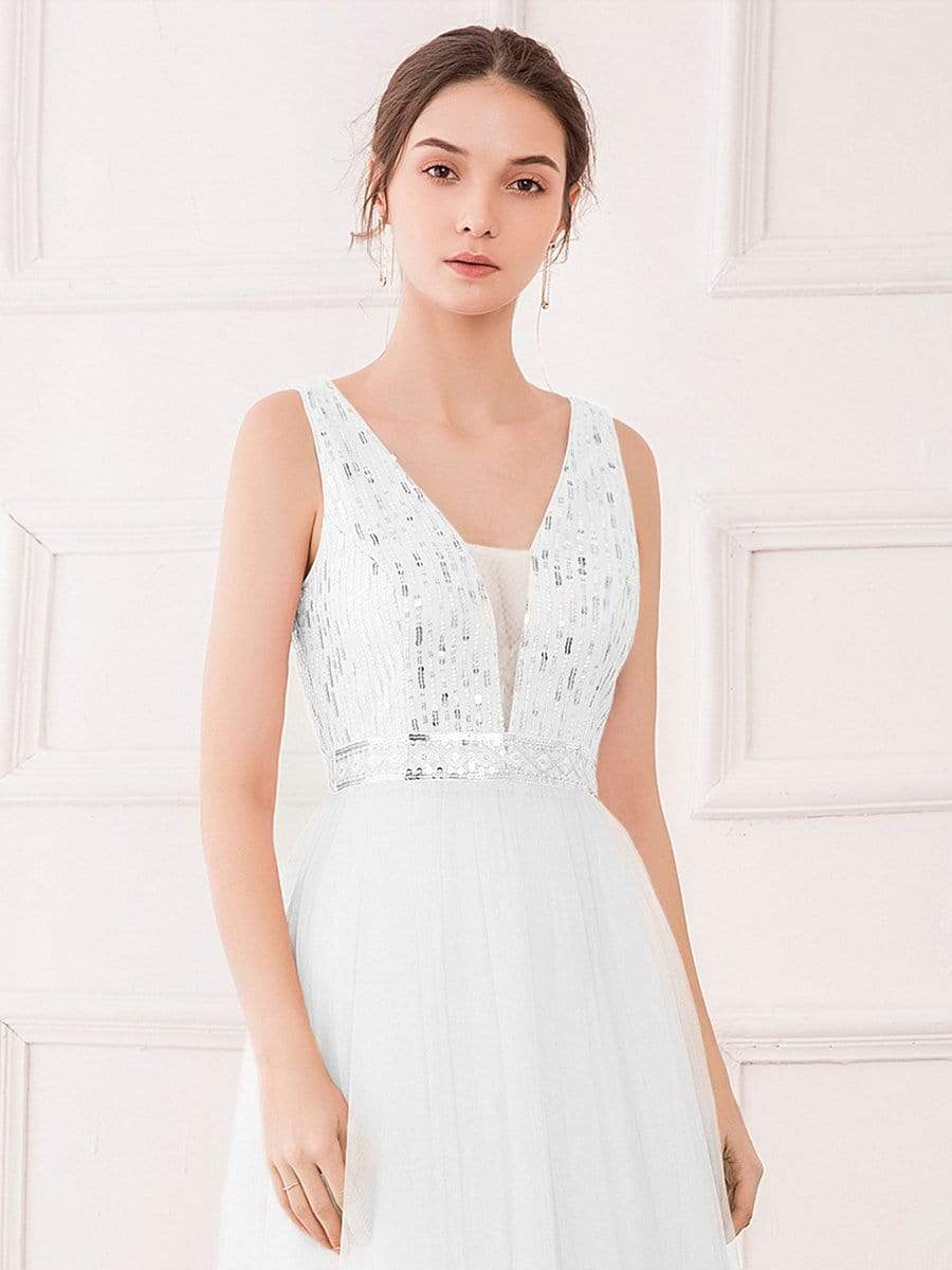 Color=Cream | Women'S Fashion A-Line  Floor Length Bridesmaid Dress-Cream 5
