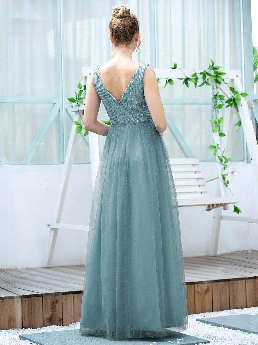 Color=Dusty Blue | Women'S Fashion A-Line  Floor Length Bridesmaid Dress-Dusty Blue 2