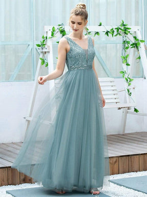 Color=Dusty Blue | Women'S Fashion A-Line  Floor Length Bridesmaid Dress-Dusty Blue 4