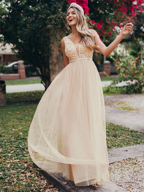 Color=Rose Gold | Women'S Fashion A-Line  Floor Length Bridesmaid Dress-Rose Gold3
