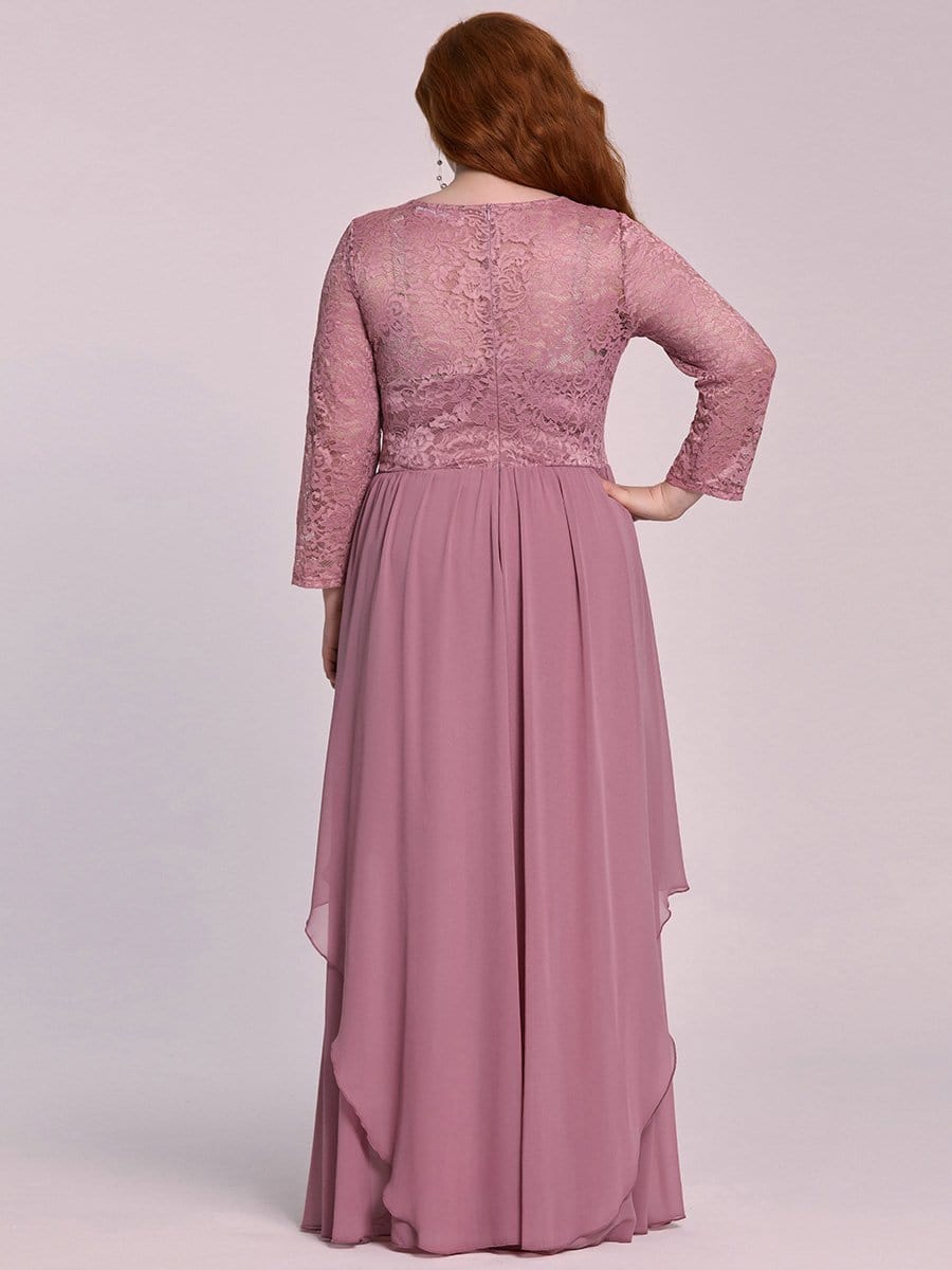 Color=Purple Orchid | Classic Floal Lace Long Sleeve Bridesmaid Dress-Purple Orchid 7