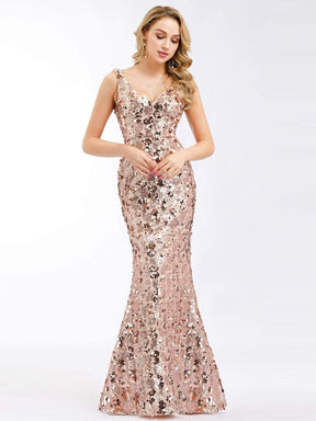 Color=Rose Gold | Ever-Pretty Fishtail Rose Gold Sequin Dresses For Women-Rose Gold 9