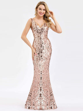 Color=Rose Gold | Ever-Pretty Fishtail Rose Gold Sequin Dresses For Women-Rose Gold 6