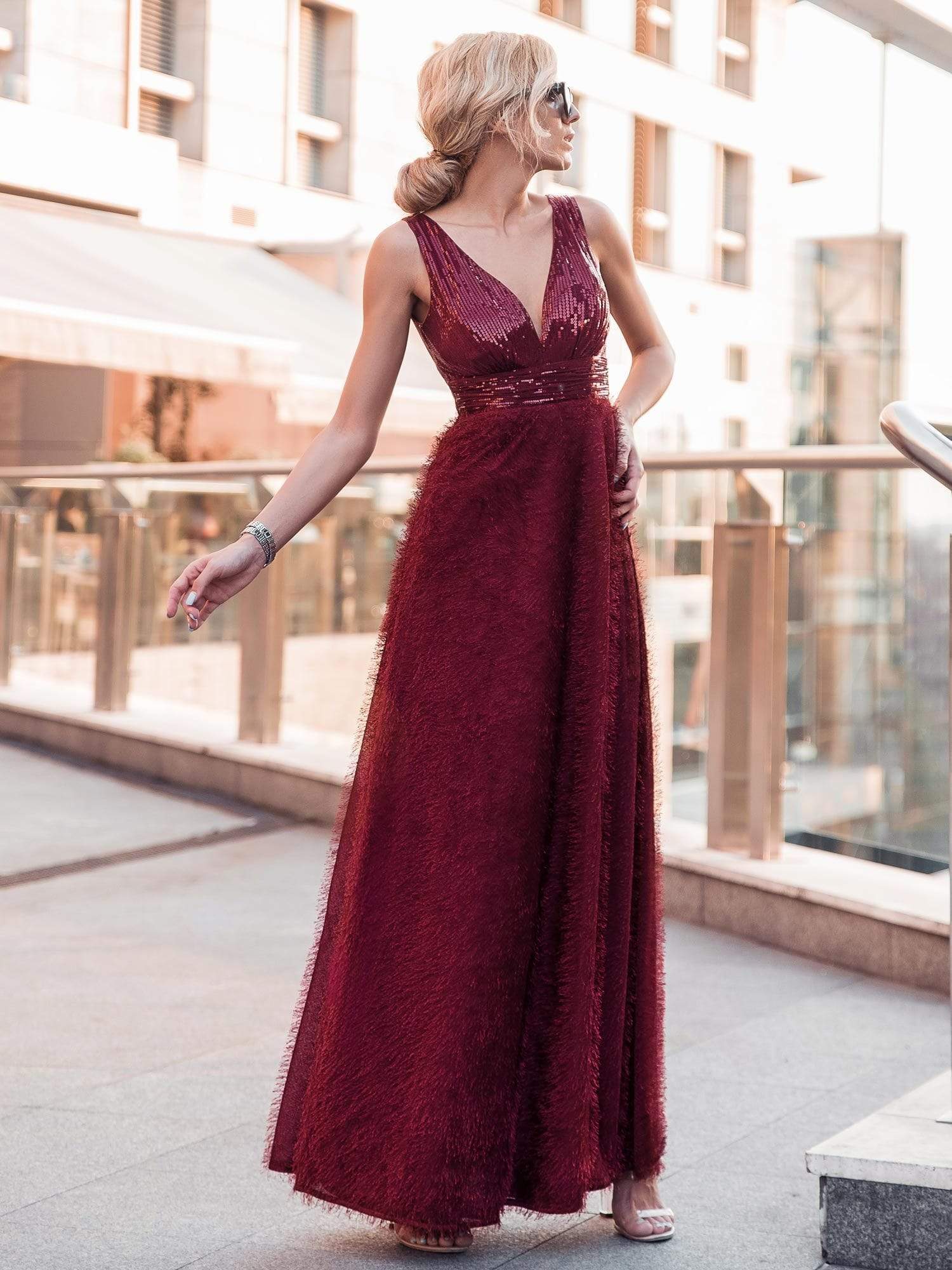 Color=Burgundy | Floor Length Sequin Prom Dresses For Women-Burgundy 6