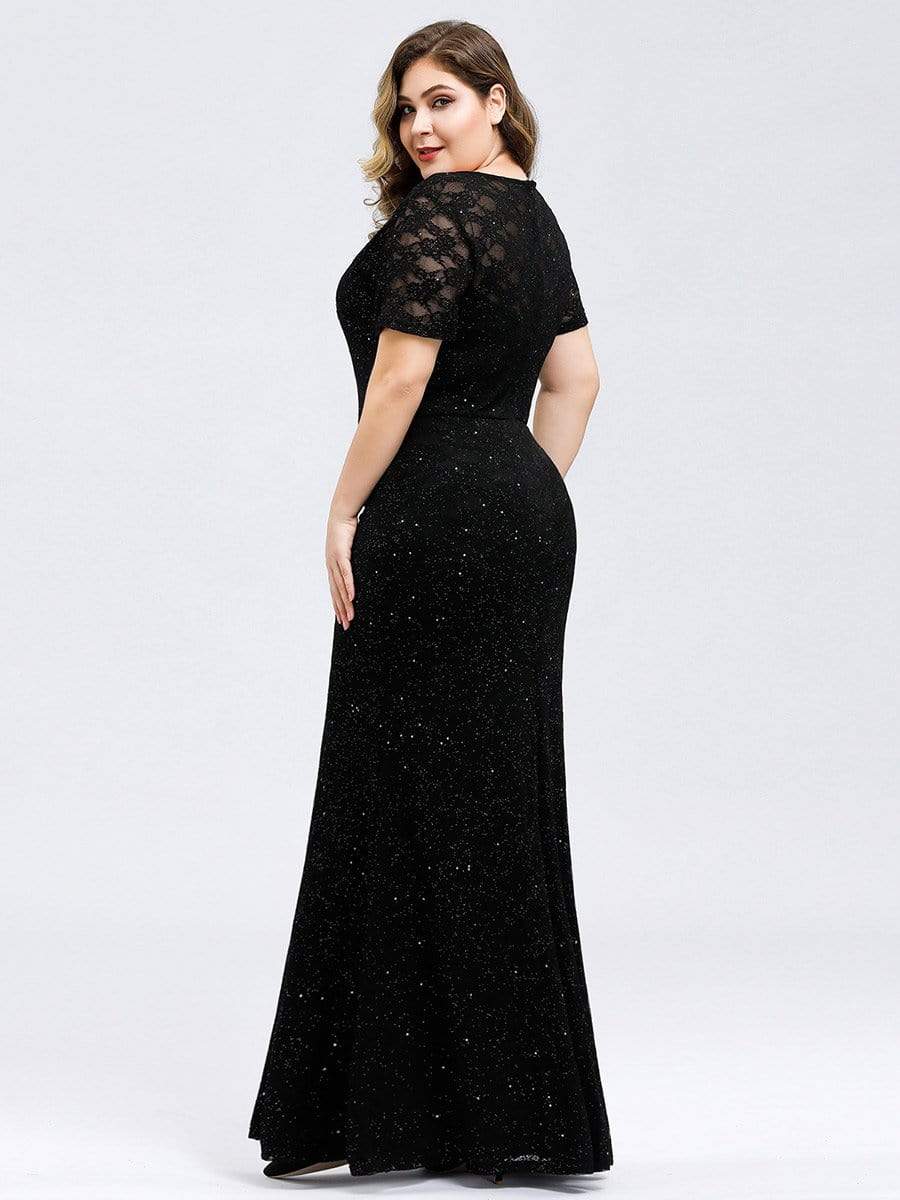 Color=Black | Women'S See-Through Lace Floor Length Maxi Dress-Black 4