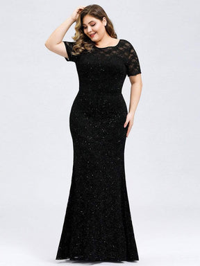 Color=Black | Women'S See-Through Lace Floor Length Maxi Dress-Black 3