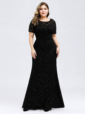 Color=Black | Women'S See-Through Lace Floor Length Maxi Dress-Black 1