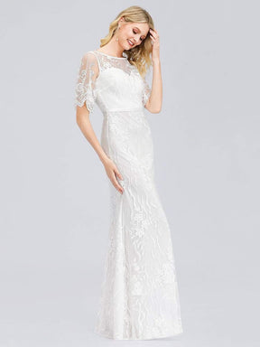Color=White | Women'S Romantic See Through Fishtail Wedding Dress-White 4