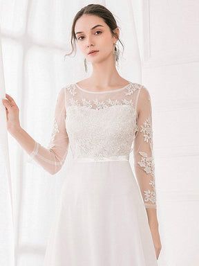 Color=White | Women'S Fashion Floral Lace Long Sleeve Evening Dress-White 5