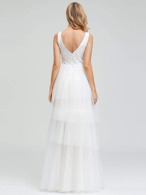 Color=White | Women'S Double Deep V Neck Wedding Dresses-White 6