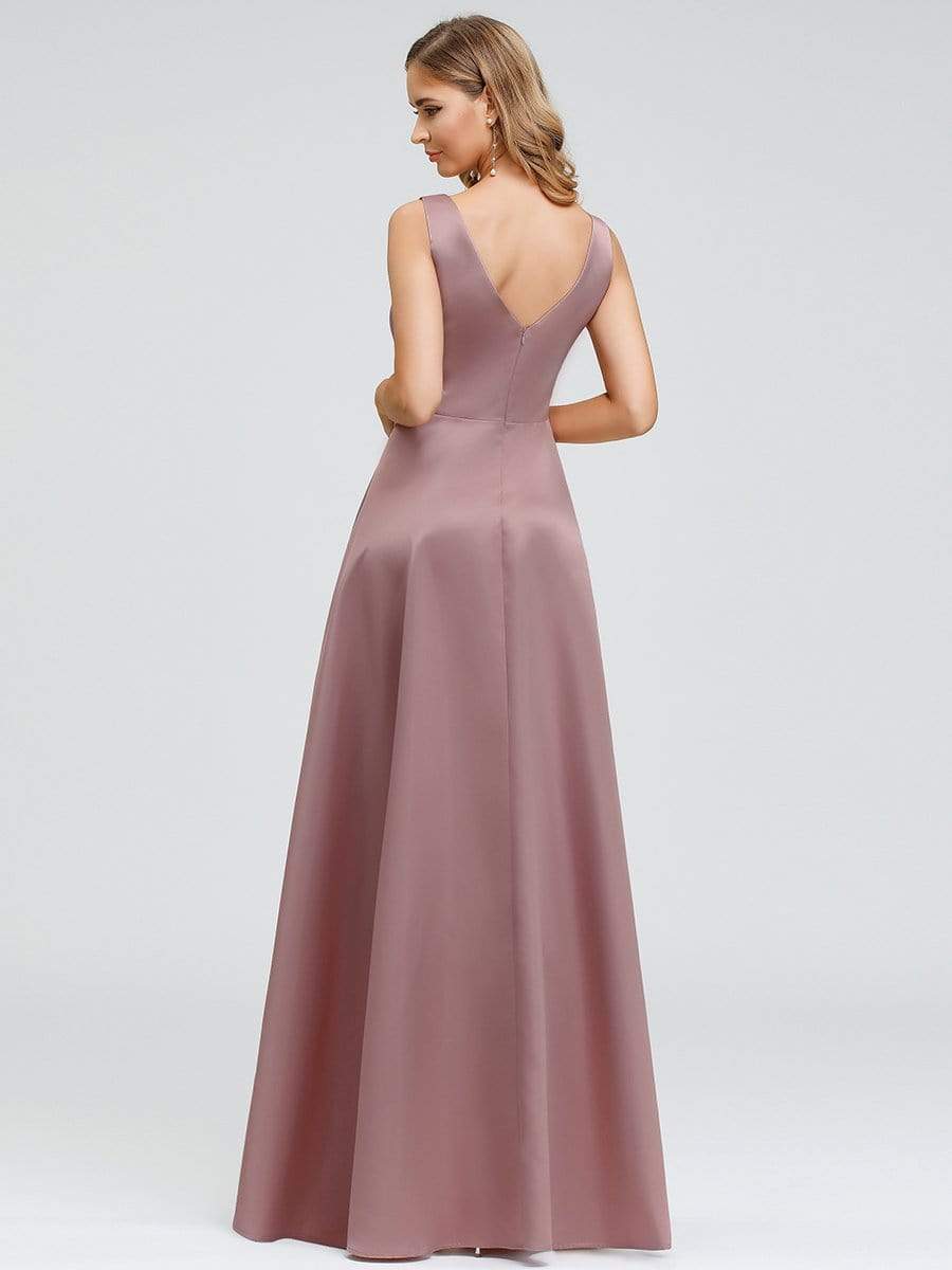 Color=Purple Orchid | Women's V-Neck High Low Cocktail Party Maxi Dress-Purple Orchid 11