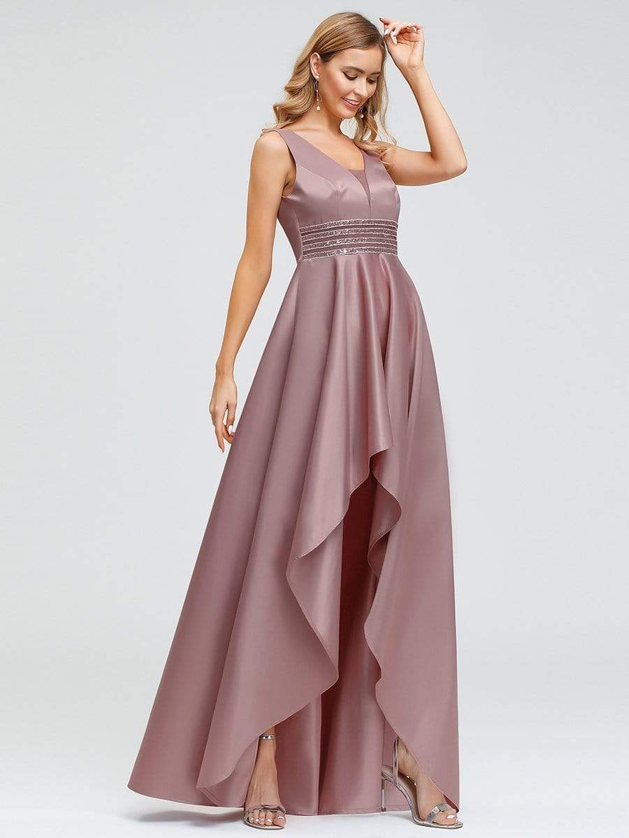 Color=Purple Orchid | Women's V-Neck High Low Cocktail Party Maxi Dress-Purple Orchid 12