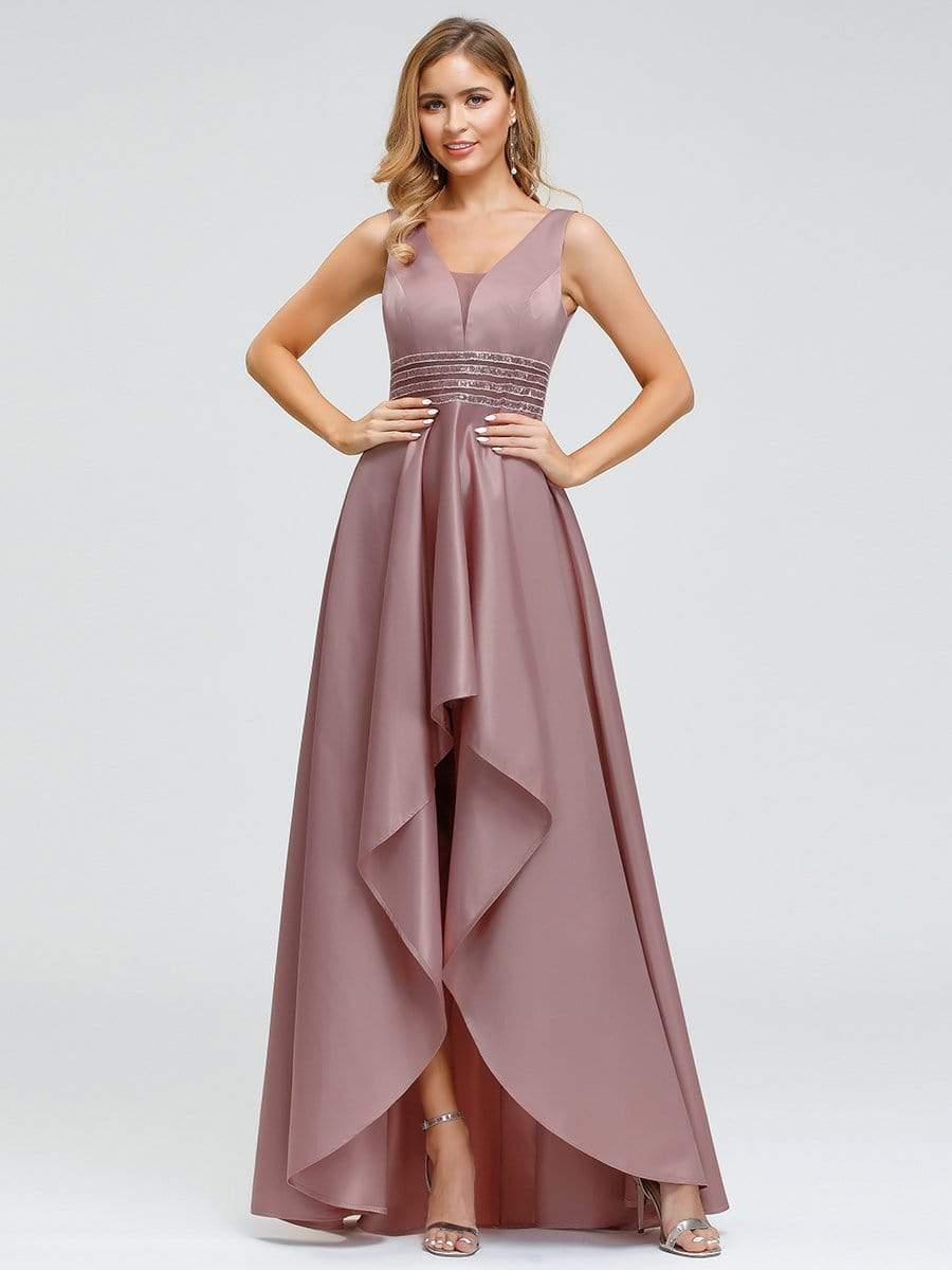 Color=Purple Orchid | Women's V-Neck High Low Cocktail Party Maxi Dress-Purple Orchid 13