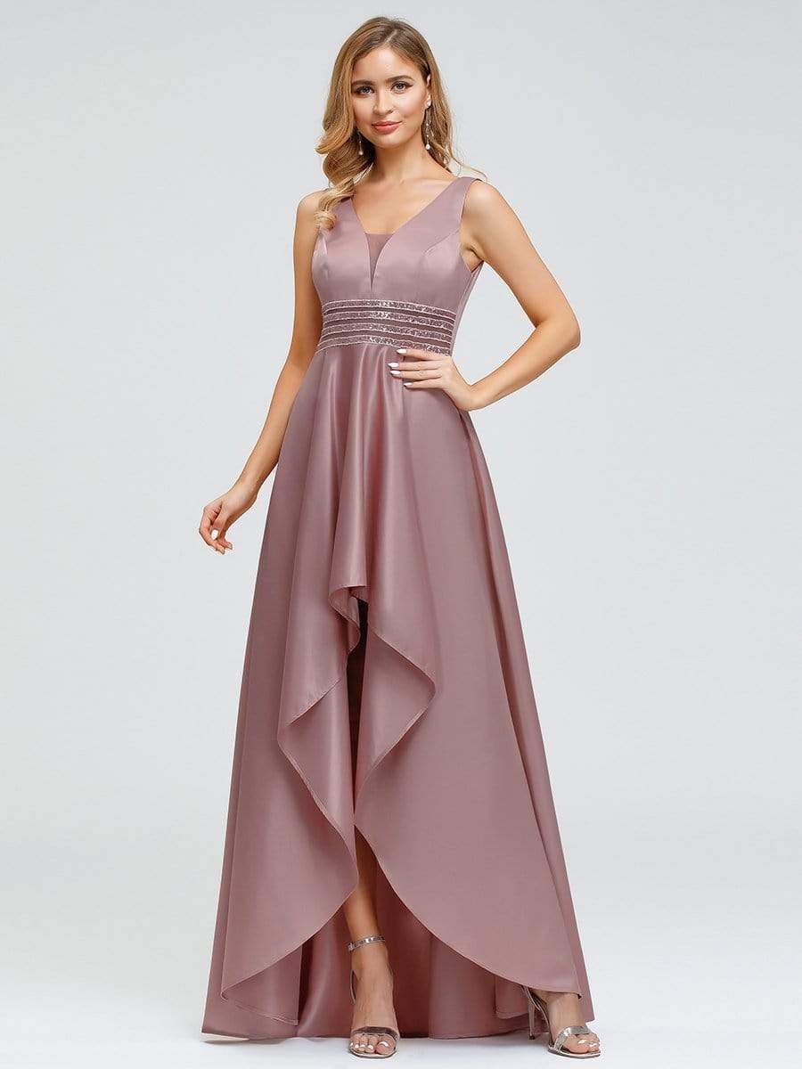 Color=Purple Orchid | Women's V-Neck High Low Cocktail Party Maxi Dress-Purple Orchid 10