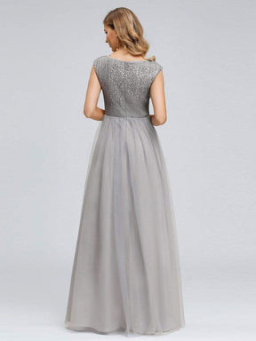 Color=Grey | Women'S Elegant V-Neck Sequin Dress Evening Gowns-Grey 2
