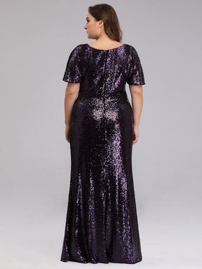 Color=Dark Purple | Women'S Plus Size Sequin Dress Mermaid Maxi Dress-Dark Purple 2