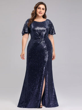 Color=Navy Blue | Women'S Plus Size Sequin Dress Mermaid Maxi Dress-Navy Blue 4