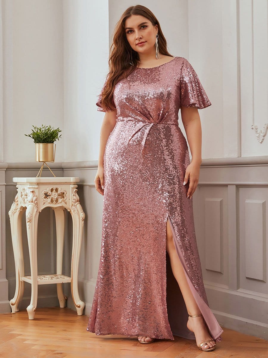 Color=Purple Orchid | Women'S Plus Size Sequin Dress Mermaid Maxi Dress-Purple Orchid 4