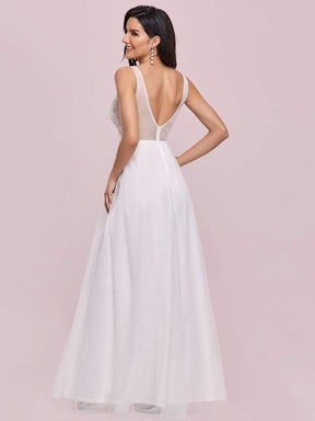 Color=Cream | Women'S A-Line V-Neck Floral Lace Appliques Bridesmaid Dress-Cream 7