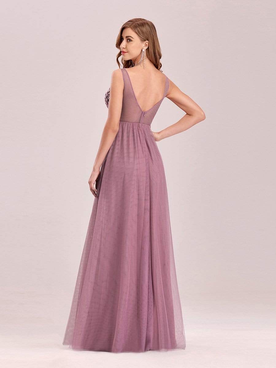 Color=Purple Orchid | Women'S A-Line V-Neck Floral Lace Appliques Bridesmaid Dress-Purple Orchid 8